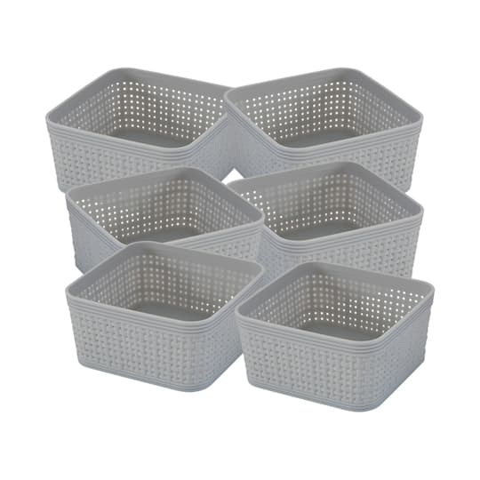 Simplify Gray Square Organizing Baskets, 6ct.